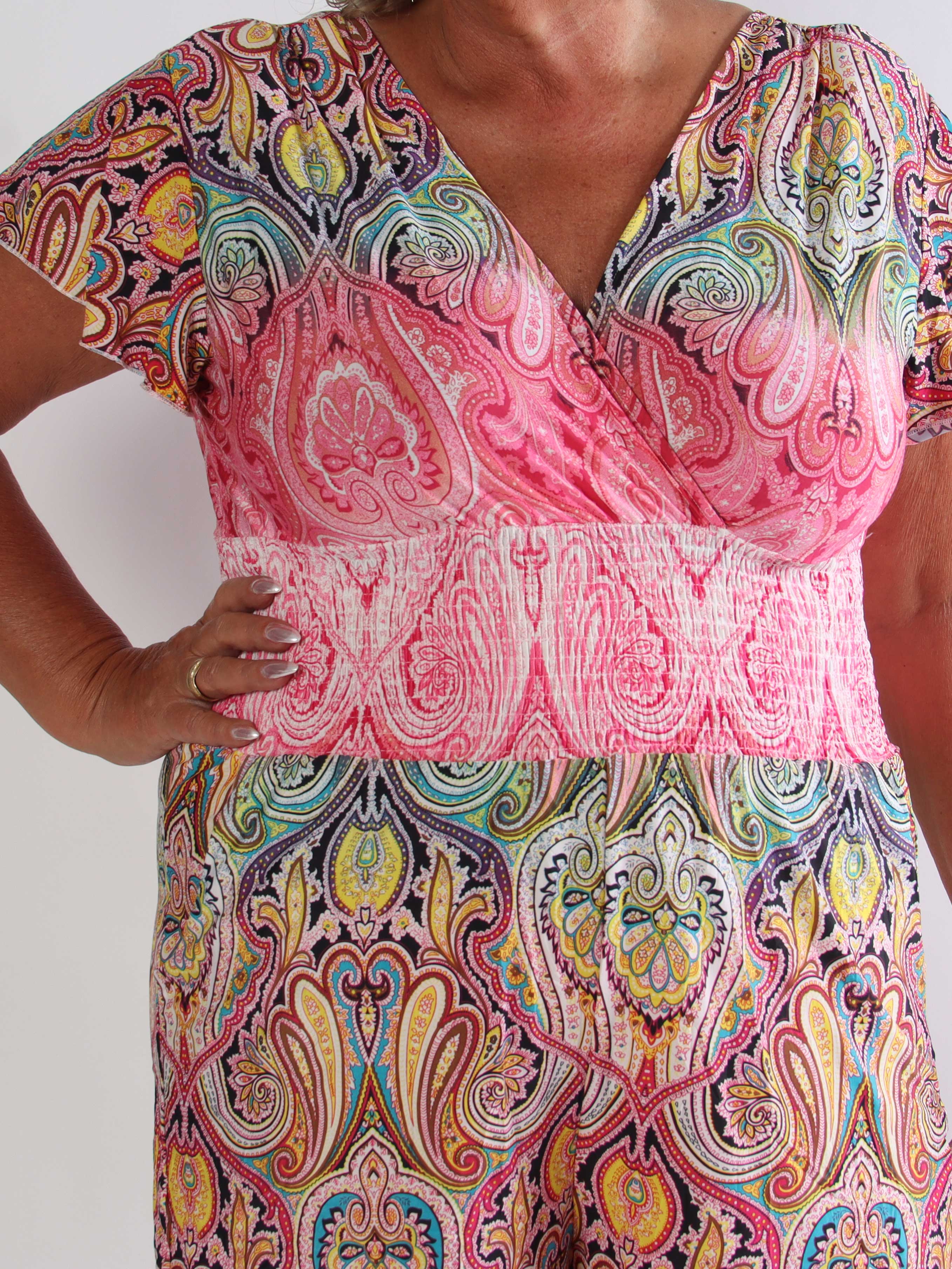 Pams Paisley Playsuit - Plus size elastisk buksedragt med mønster